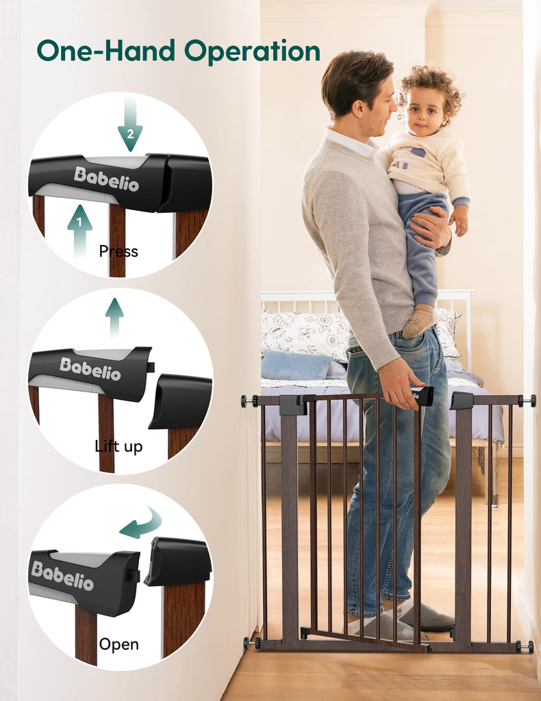 29-55" Extra Wide Baby Gate,, Black Wood Pattern