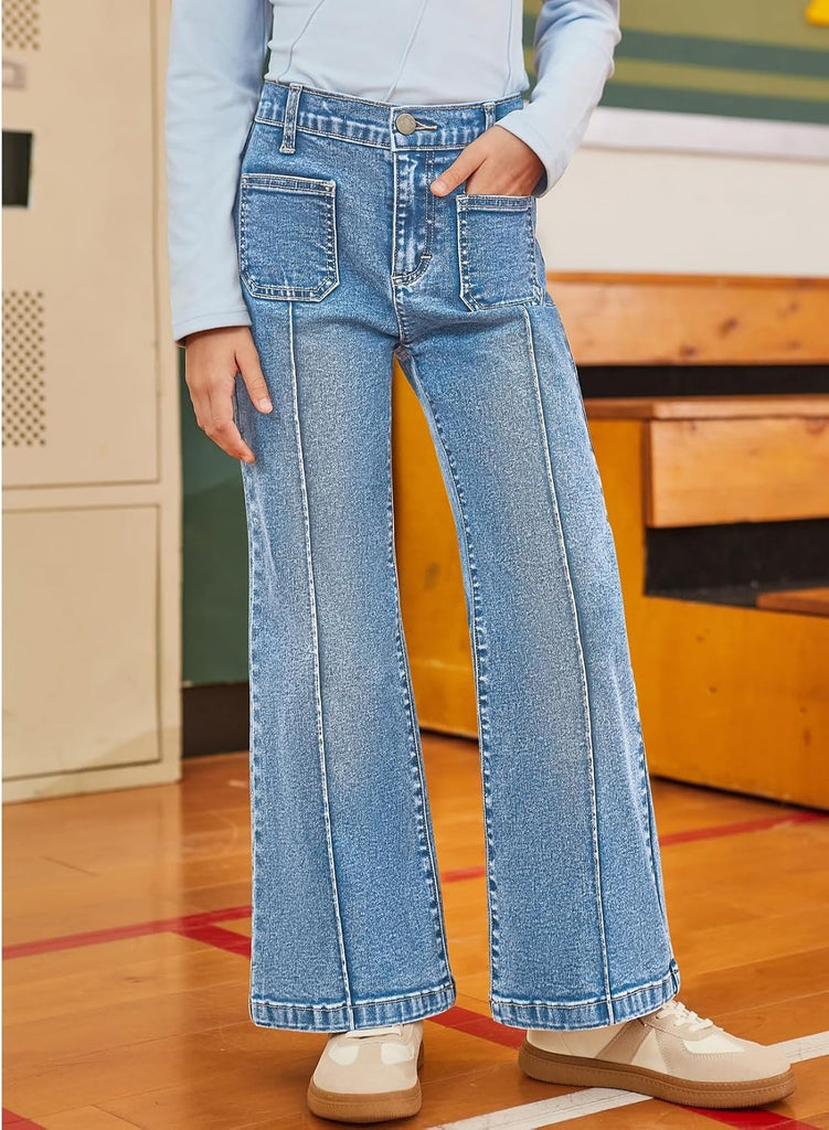 Teen Girls Wide Leg Jeans Baggy Demin Pants