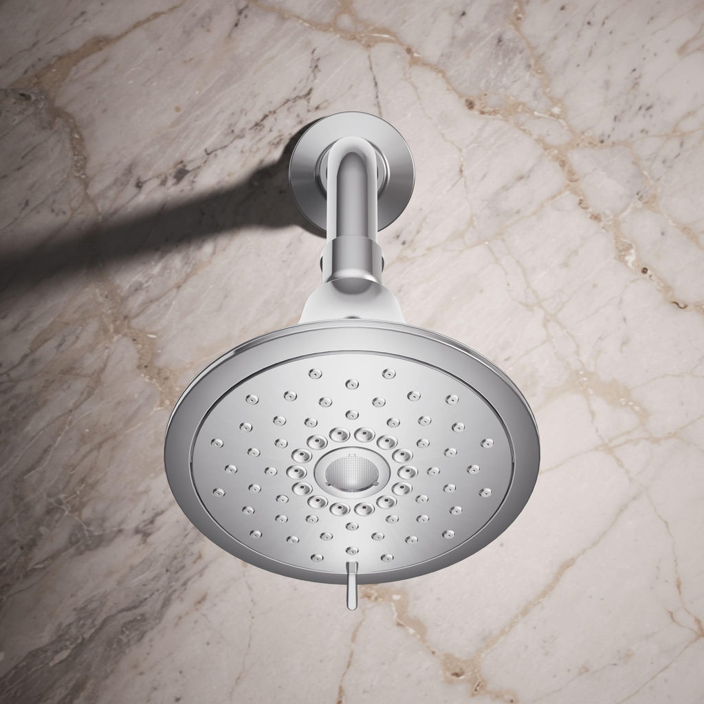 22169-G-CP Forté Three-function showerhead, 1.75 GPM, Full Coverage, Pulsating Massage, Silk Spray, Corrosion