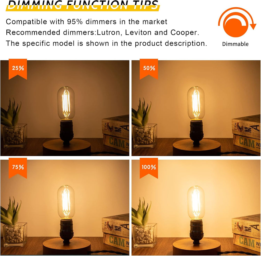 Tubular led Bulb,6w e26 Bulb T45 T14,60W Edison Vintage Bulbs,Warm White
