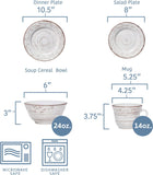 Trellis White 16-Piece Stoneware Dinnerware Set, Service for 4, Distressed White Finish
