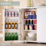 Curved Buffet Cabinet with Doors, 66" Large Sideboard Buffet Storage Cabinet with 4 Doors and Shleves