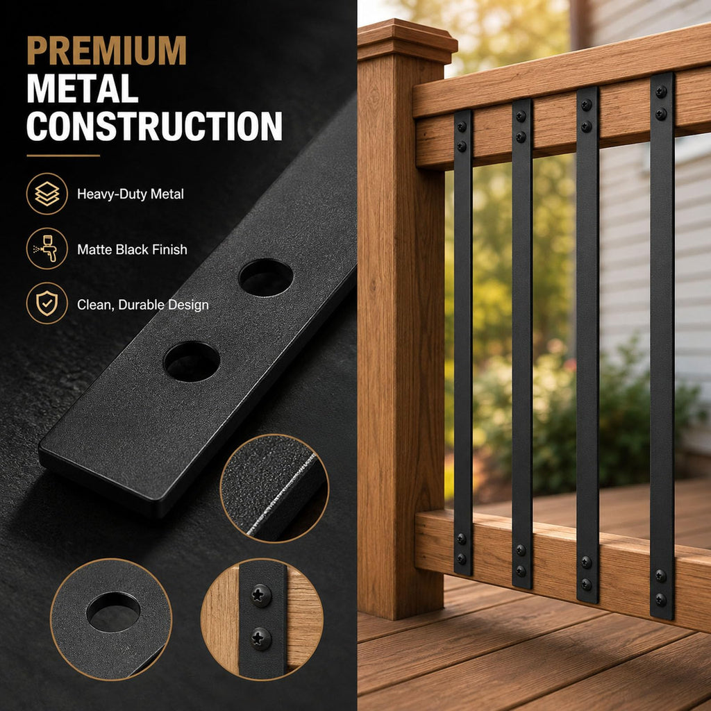26 Pack 36" Solid Deck Balusters, Flat Straight Deck Railing Spindles