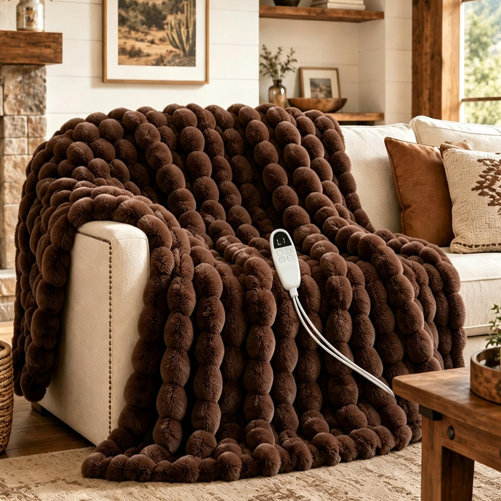 Heated Blanket 72"x84" Bed, Soft Flannel Electric Blanket Fuzzy