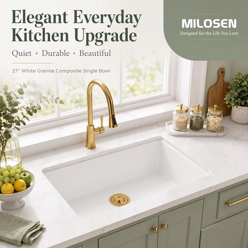 27''x18''White Undermount or Drop In Granite Composite Kitchen Sink