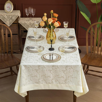 Emboss Style Textured Tablecloth Waterproof Solid Bordered Retro Tablecloths Classic Luxurious Washa
