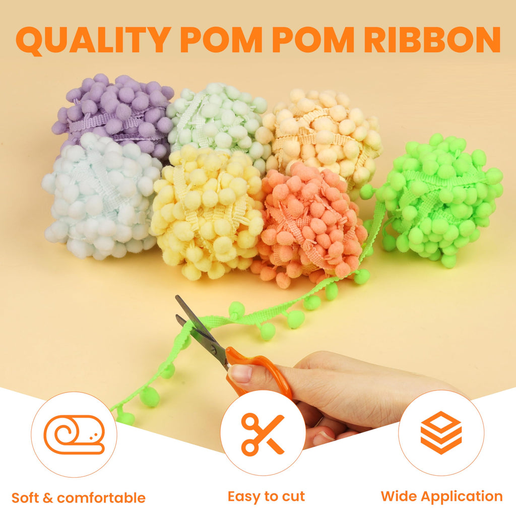 Pom Pom Trim, 1" Wide Ball Fringe (Neon Yellow) - 18 Yards