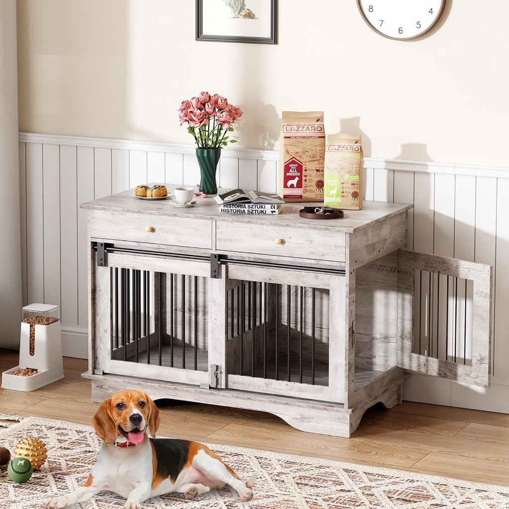 Large Dog Crate Furniture, Wooden Dog Kennel End Table