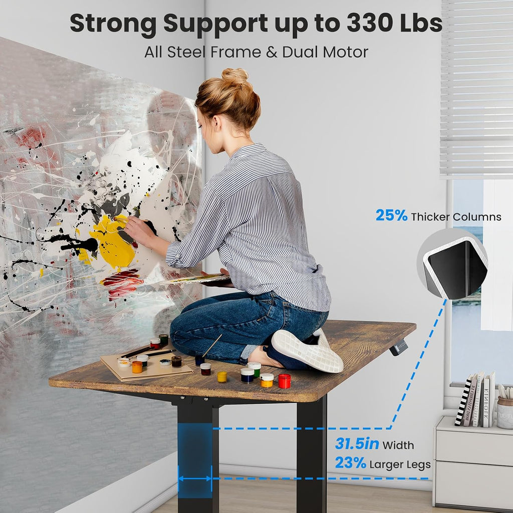 Dual Motor Standing Desk Frame- Height Adjustable Electric Desk Legs, Heavy Duty Sit to Stand Up Desk Base, 4 Memory