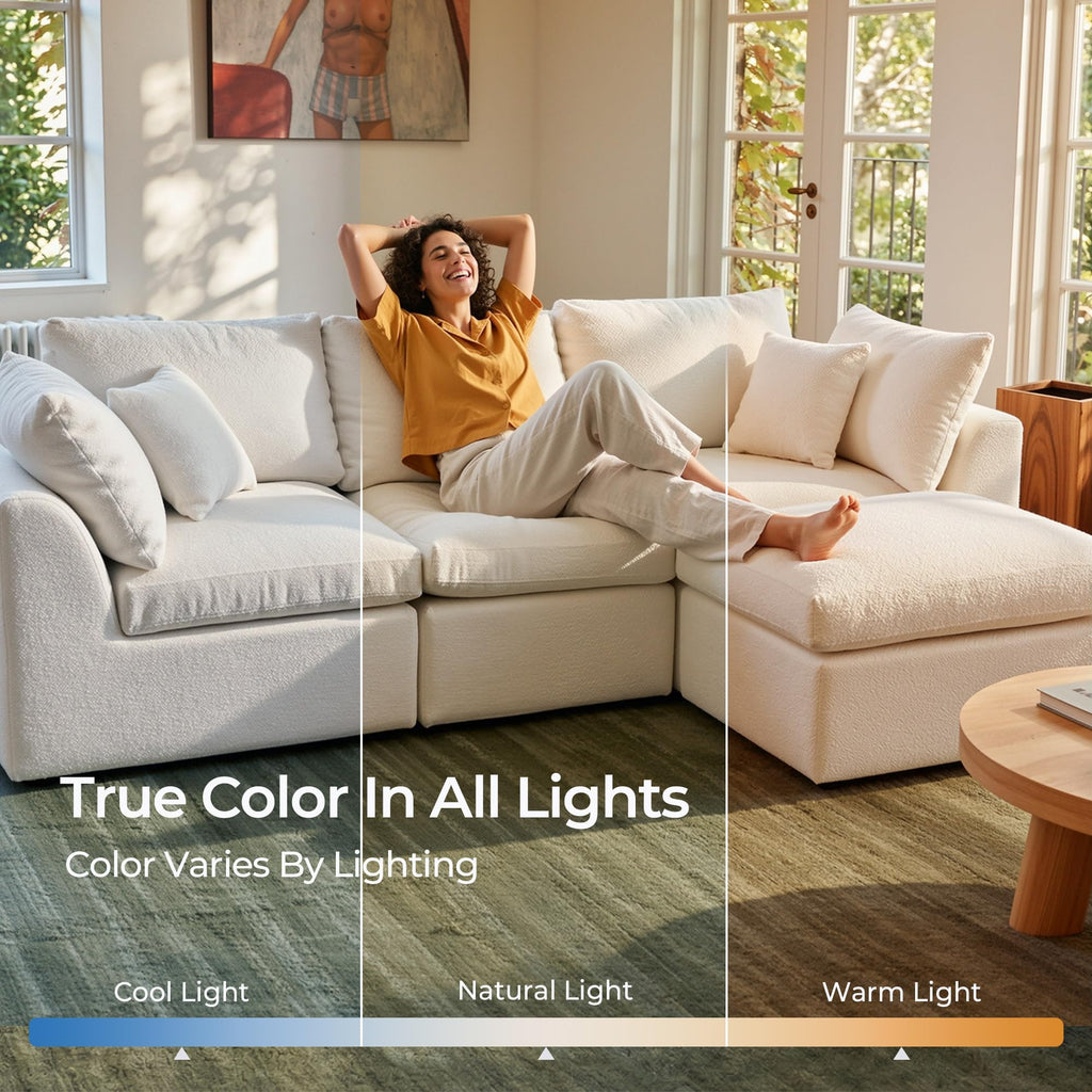 108" Cloud Sectional Couch with 2 Washable Cover Sets