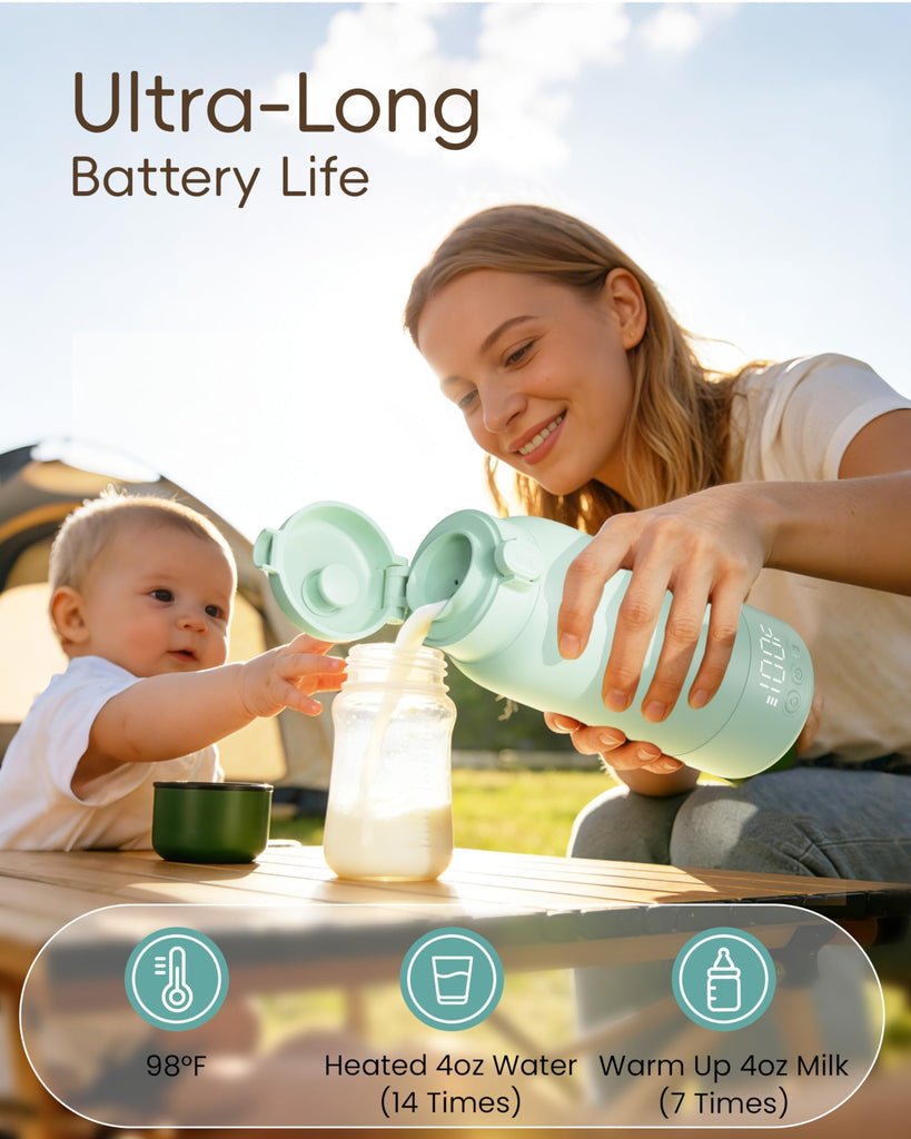 Portable Bottle Warmer for Travel, Baby Milk Warmer with Fast Heating & Long Battery Life, 17 Ounces Large Capacity