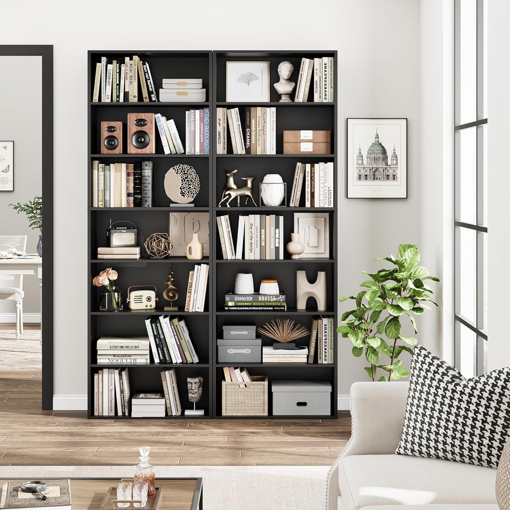 82" Tall Bookshelf, 7-Tier Open Shelves Bookcase, Freestanding Display Storage Shelves