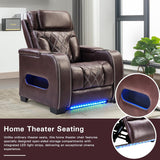 Electric Power Recliner Chair, PU Leather Home Theater Seating with Power Headrest