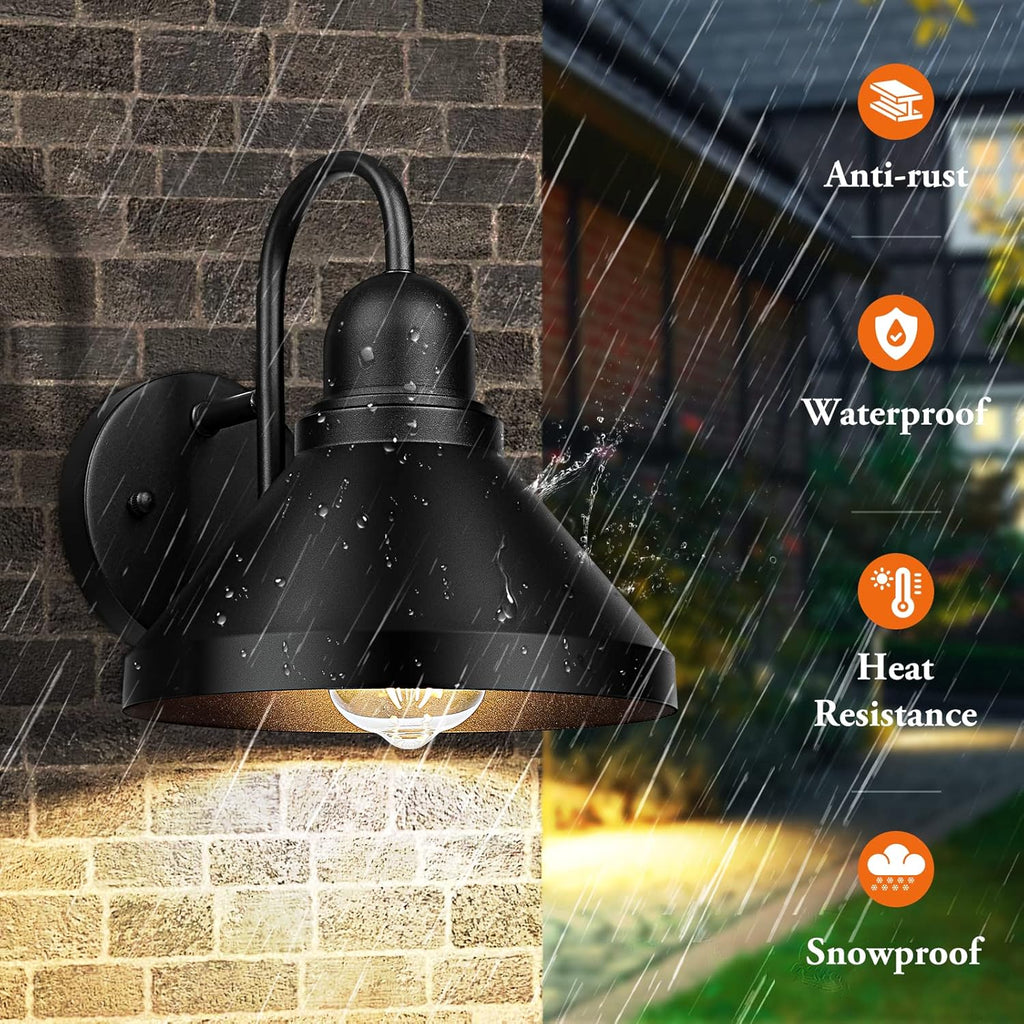 Gooseneck Outdoor Light Fixtures, 2-Pack Farmhouse Barn Lights for Porch