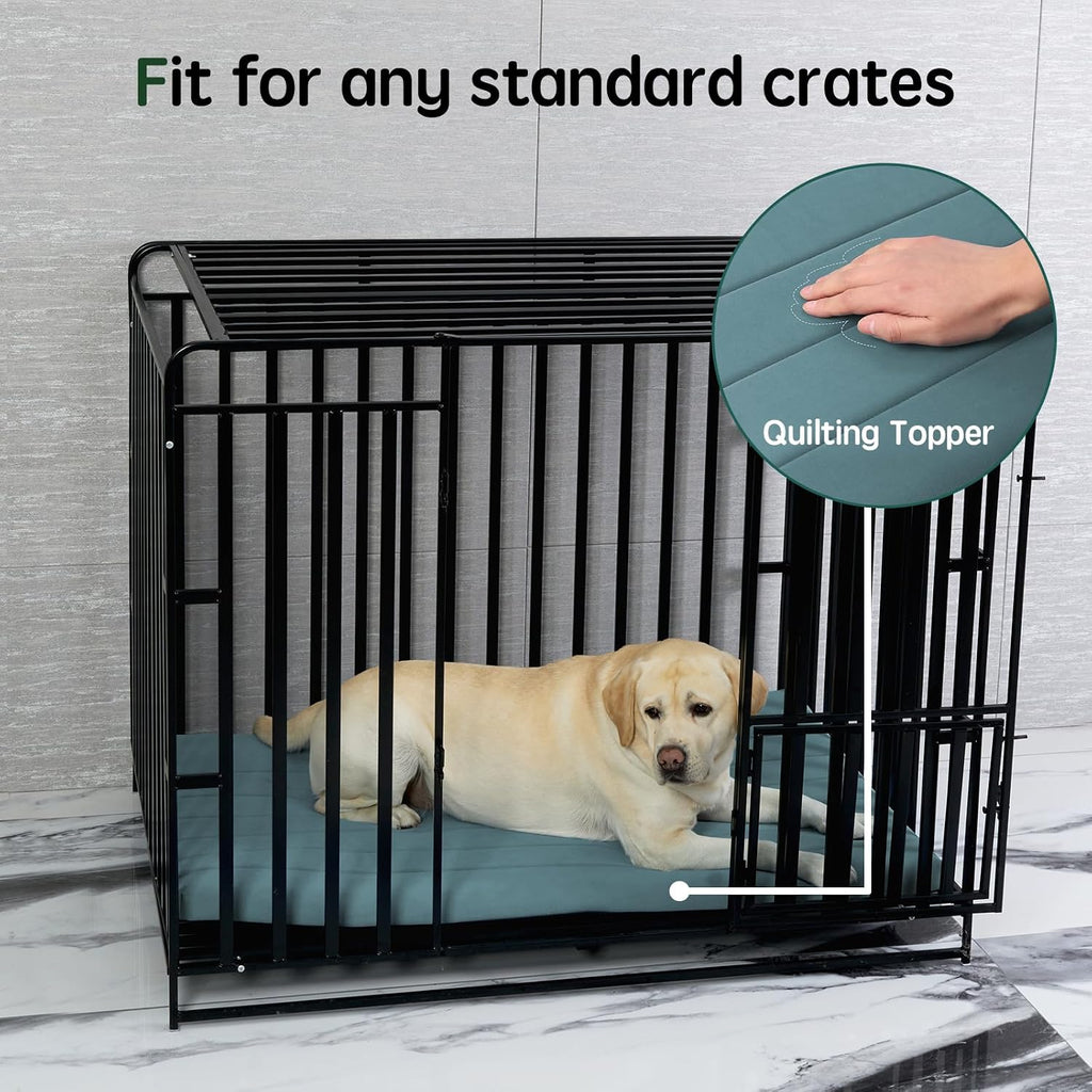 Dog Crate Bed, Orthopedic Dog Bed Pad with Waterproof Liner, Washable Crate Foam Pet Mat for Large, Medium, Puppy
