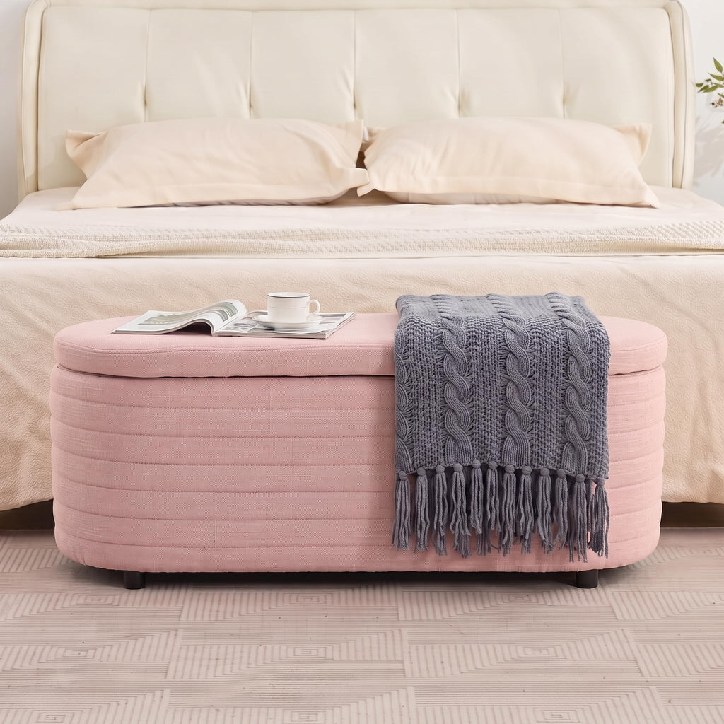 45.5" Modern Storage Ottoman Bench, Pink