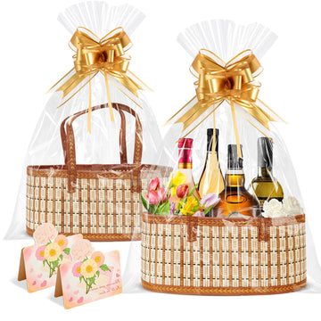 2 Set Baskets for Gifts Empty, Woven Bamboo gift baskets empty