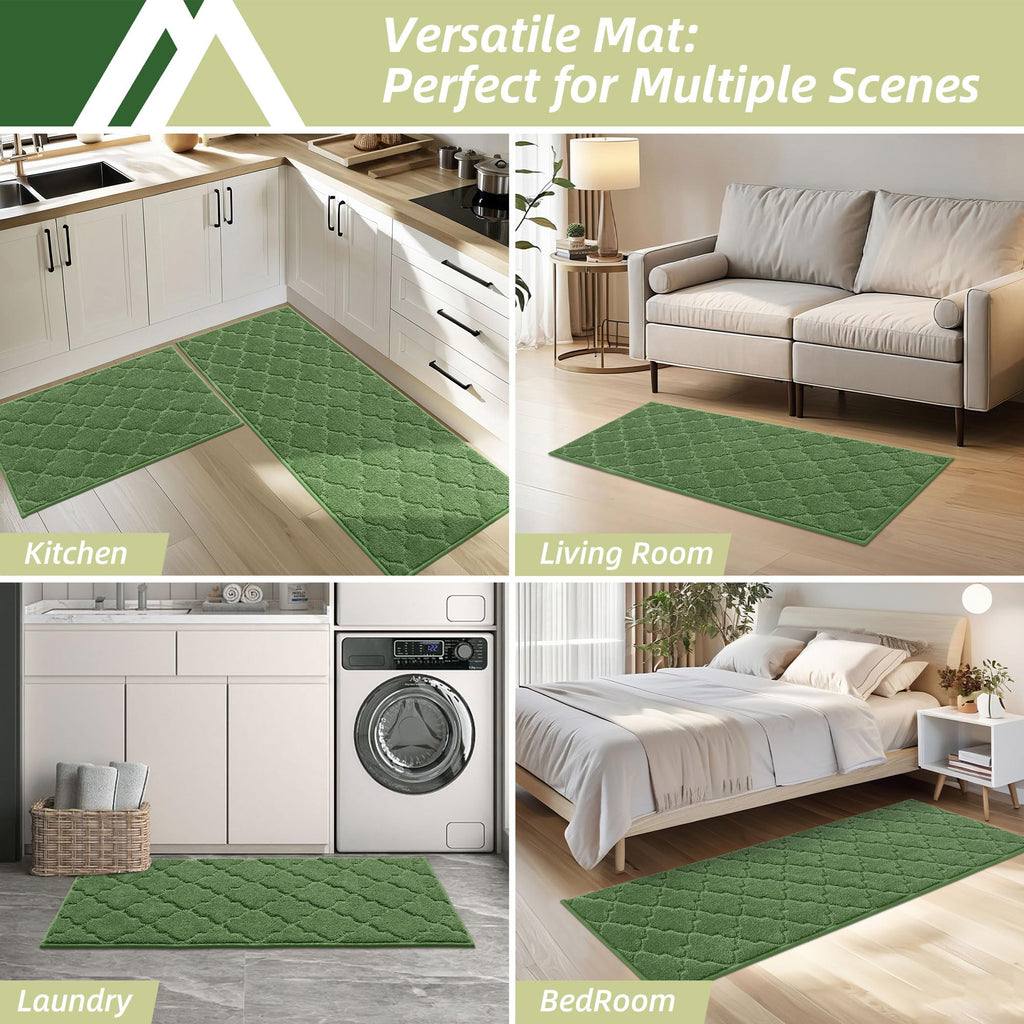 Soft Kitchen Floor Mats and Rugs Non Slip 20"x79", Green