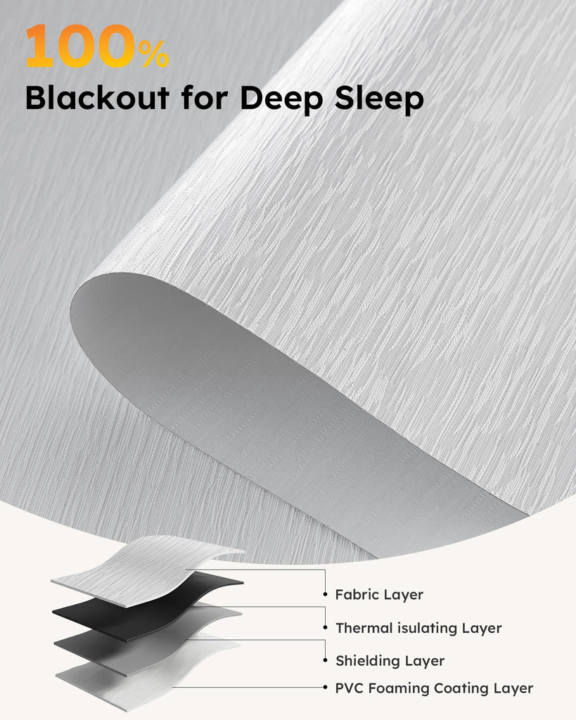 No-Drill Motorized Blinds with Remote, 100% Blackout Automatic Roller Shade