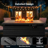 50” Outdoor Propane Fire Pit Table, 50,000 BTU Rectangular Gas Fire Pit with Lid & Blue Crystal Stones, Steel Tabletop, Adjustable Flame, 4-in-1 - Image 4