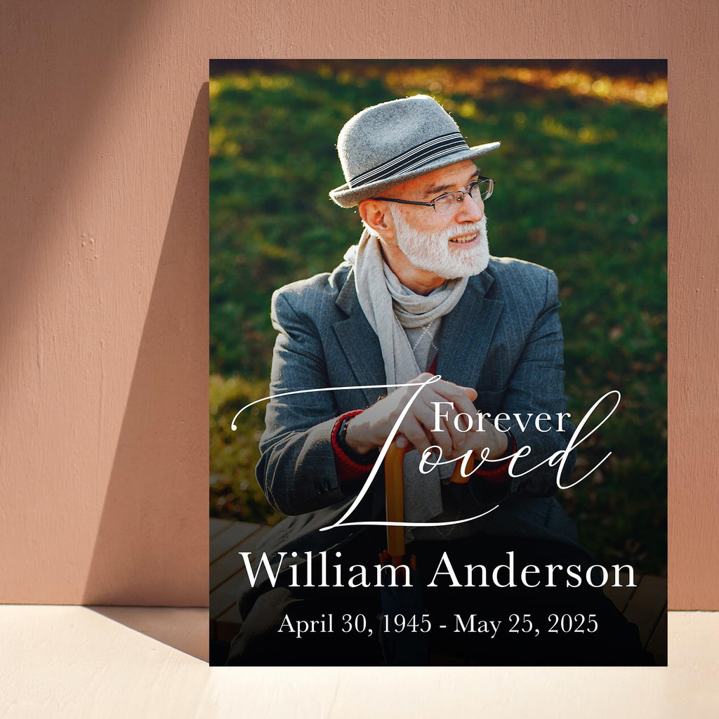 Custom Funeral Welcome Sign with Photo, Memorial Yard Sign, Celebration of Life Welcome Board (Background #02)