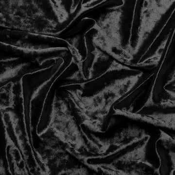2-Way Stretch Crushed Velvet Fabric - 200g/m2, 65" Wide, 2 Yards, Black