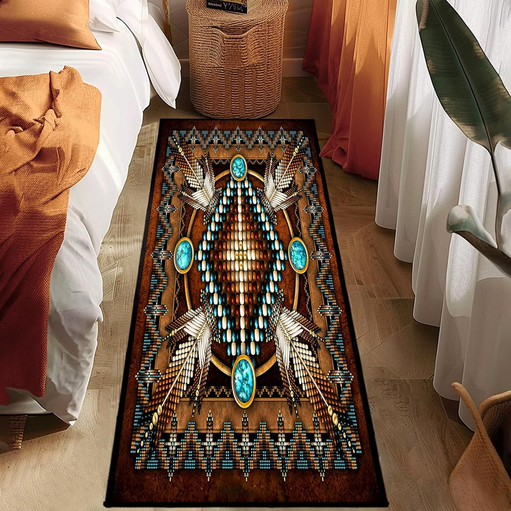 Southwestern Runner Rug 2x6,Rustic South Western Aztec Tribal Native American Indian,Vintage Throw Accent Area Rug
