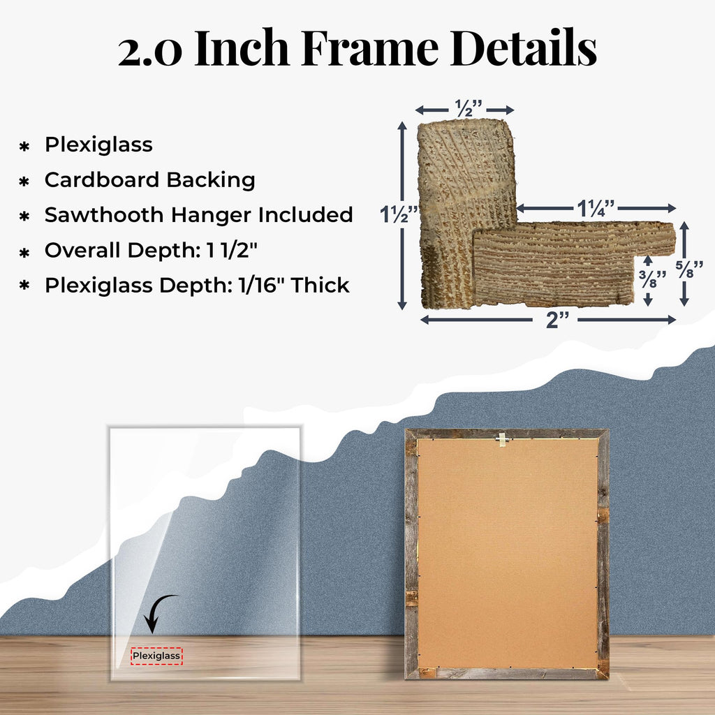 Farmhouse Style Picture Frame, 16x20, Natural Weathered Gray