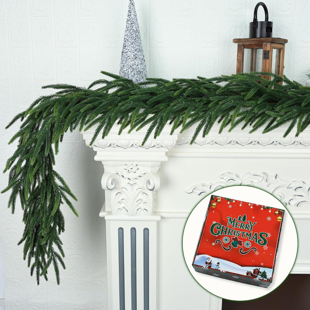 16FT Realistic Christmas Garland Pine Garland Real Touch Green Artificial Greenery Garland Artificial Pine