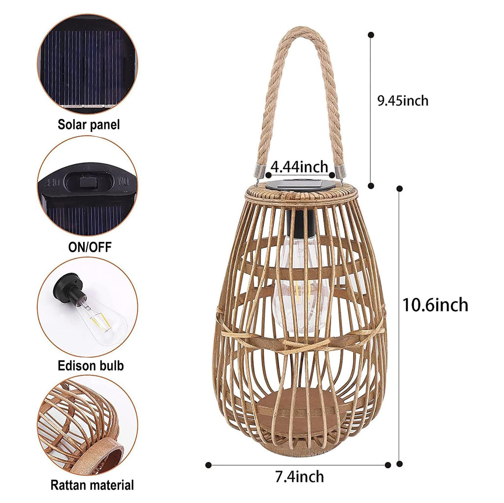 Rattan Solar Lantern Outdoor Hanging & Tabletop Decor Light