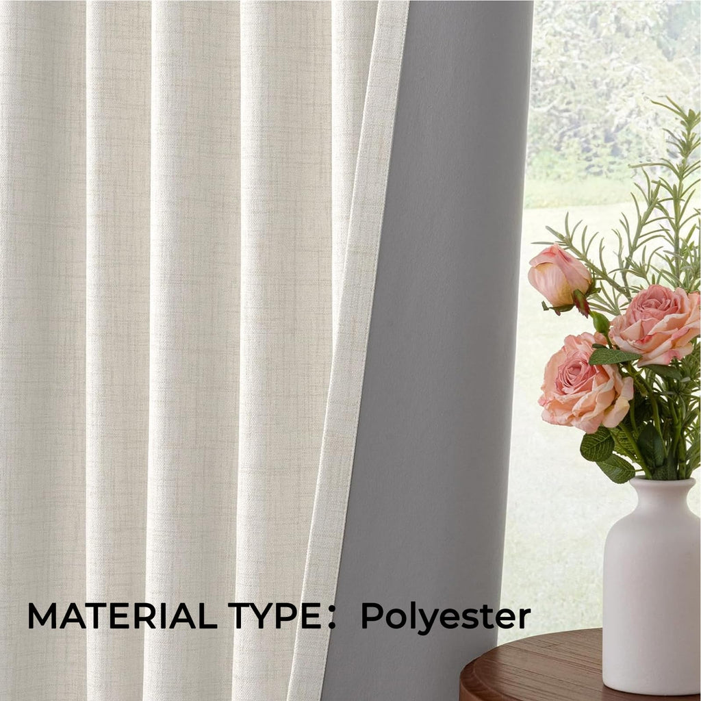 100% Blackout Sliding Door Curtains, 1 Panel, W100xL84, Beige