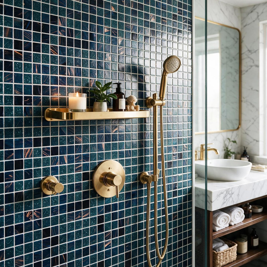 11.5 sq.ft Blue Glass Mosaic Tile, Pool, Kitchen Backsplash