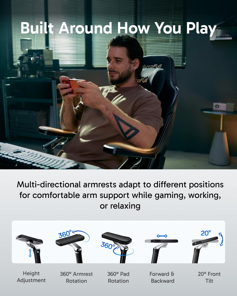 M6 Ultra 2.0 Gaming Chair with Massage | 720° Mechanical Armrests, Dynamic Lumbar Support, Adjustable Headrest