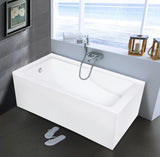 VTAM6032L22S 60-Inch Acrylic 2-Wall Corner Alcove Tub with Corner Apron, Left Hand Drain Hole, White