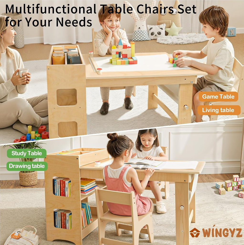 In-1 Kids Art Table and Chairs, Toddler Table and 2 Chairs Set FSC