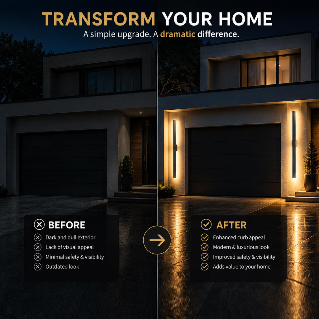 2Pack Modern Outdoor Wall Lights Dimmable, 39" Linear Led Exterior Wall Light, 3CCT, Aluminum& PC, IP65-Waterproof, Long