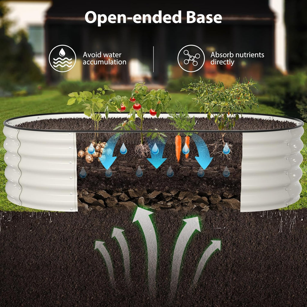 Raised Garden Bed Kit, 6x3x1.5 ft Galvanized Planter Box Outdoor with Safety Edging, Large Metal Raised Beds for