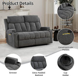 Manual Recliner Sofa Set, Fabric Home Theater Seating with Side Pockets and Cup Holders