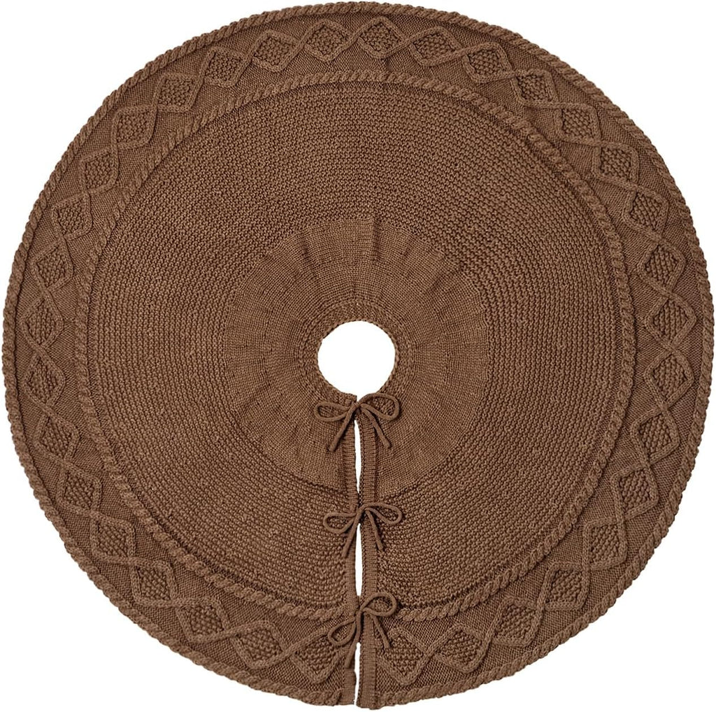 Knit Christmas Tree Skirts, Neutral Tree Skirt, Cozy Christmas Decorations