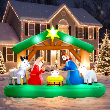 8 FT Christmas Inflatables Nativity Scene Outdoor Decorations, Large Christmas Blow Up Yard Decorations Nativity Sets
