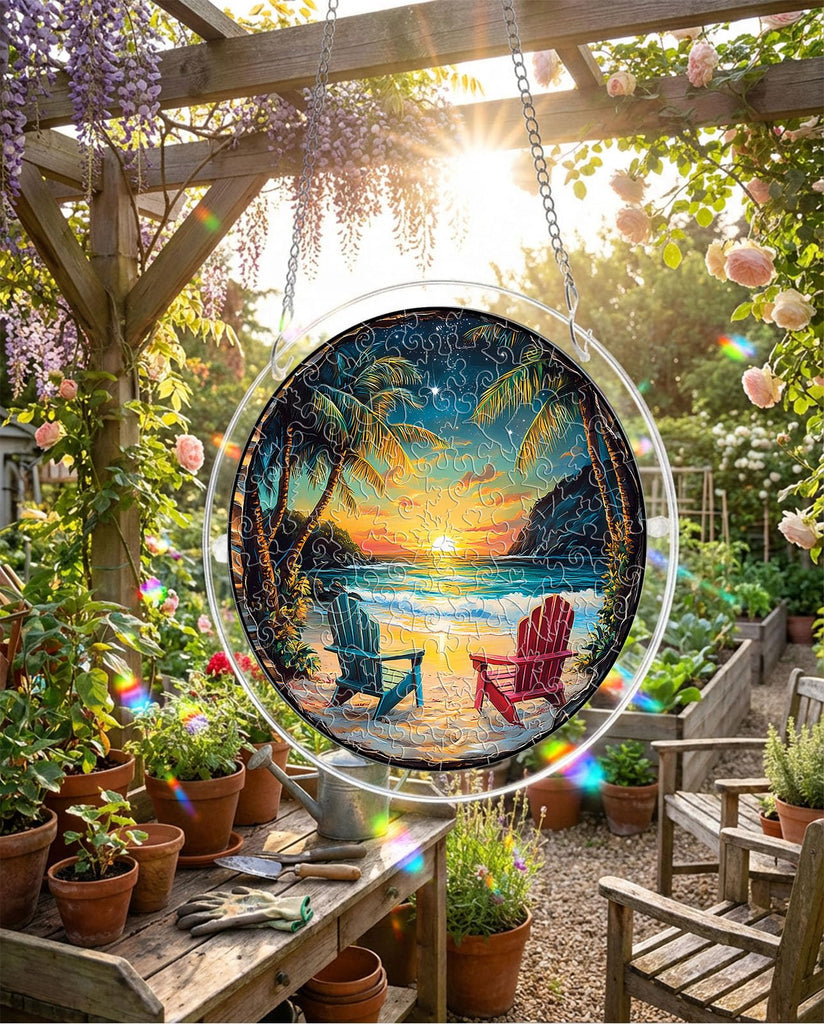 Acrylic Suncatcher Puzzle-Beach Vacation 8.9in