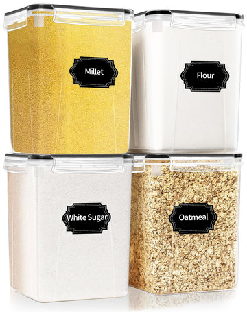4 Pack Large Airtight Food Storage Containers with Lids (5.2L / 176oz), BPA Free Plastic Kitchen and Pantry