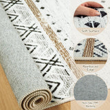 8x10 Area Rugs for Living Room Washable Moroccan Farmhouse Neutral Geometric Low Pile Non-Slip Soft Print