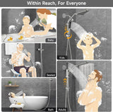 All Metal 10" Shower Head with Handheld, Luxurious Square Double Rain Shower Heads,Power Wash Wand,Dual High Pressure