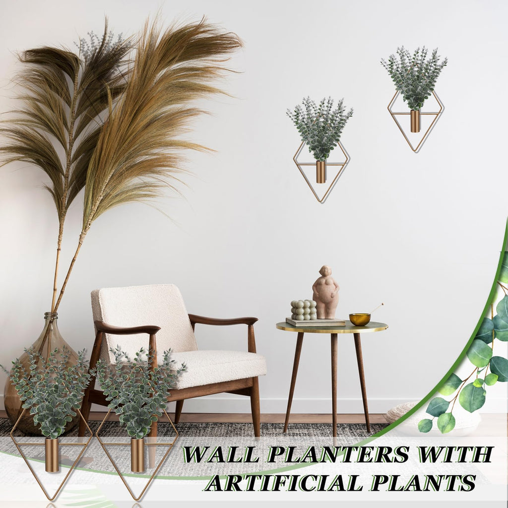 2 Pcs Hanging Artificial Planters Wall Decor, Antique, Eucalyptus