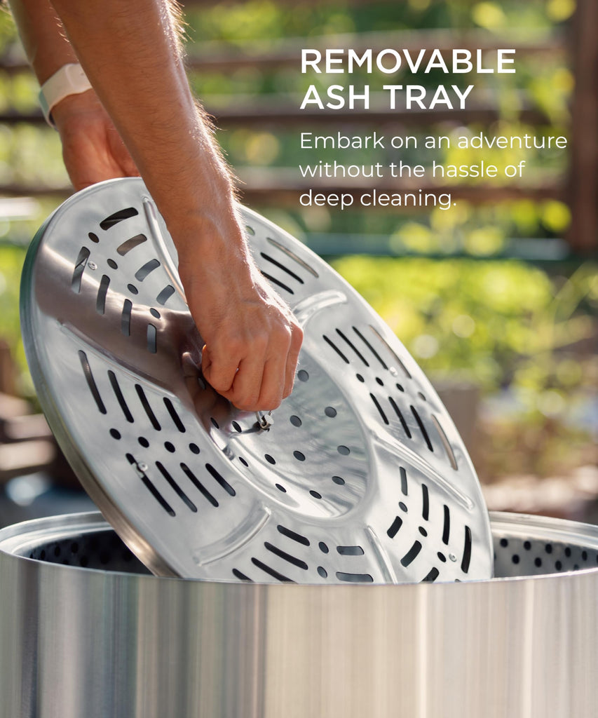 Smokeless Fire Pit, 19.7 inch Firepits for Outside with Removable Ash Pan