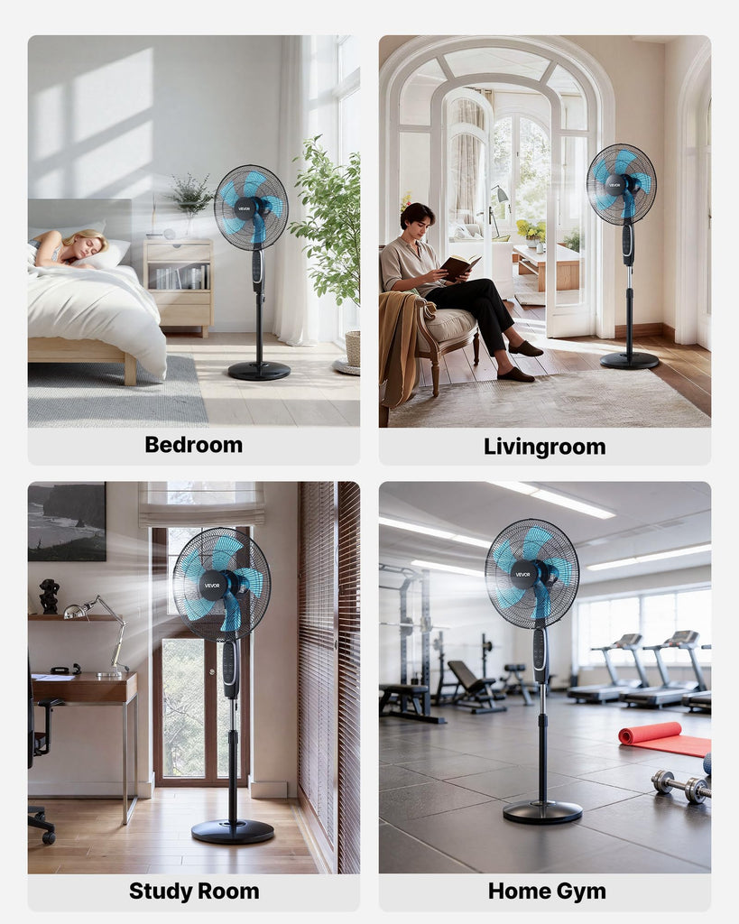 18-Inch Pedestal Fan, 2700 CFM Standing Floor Fan with Remote Control, 9 Speeds & 3 Modes, Oscillating Adjustable