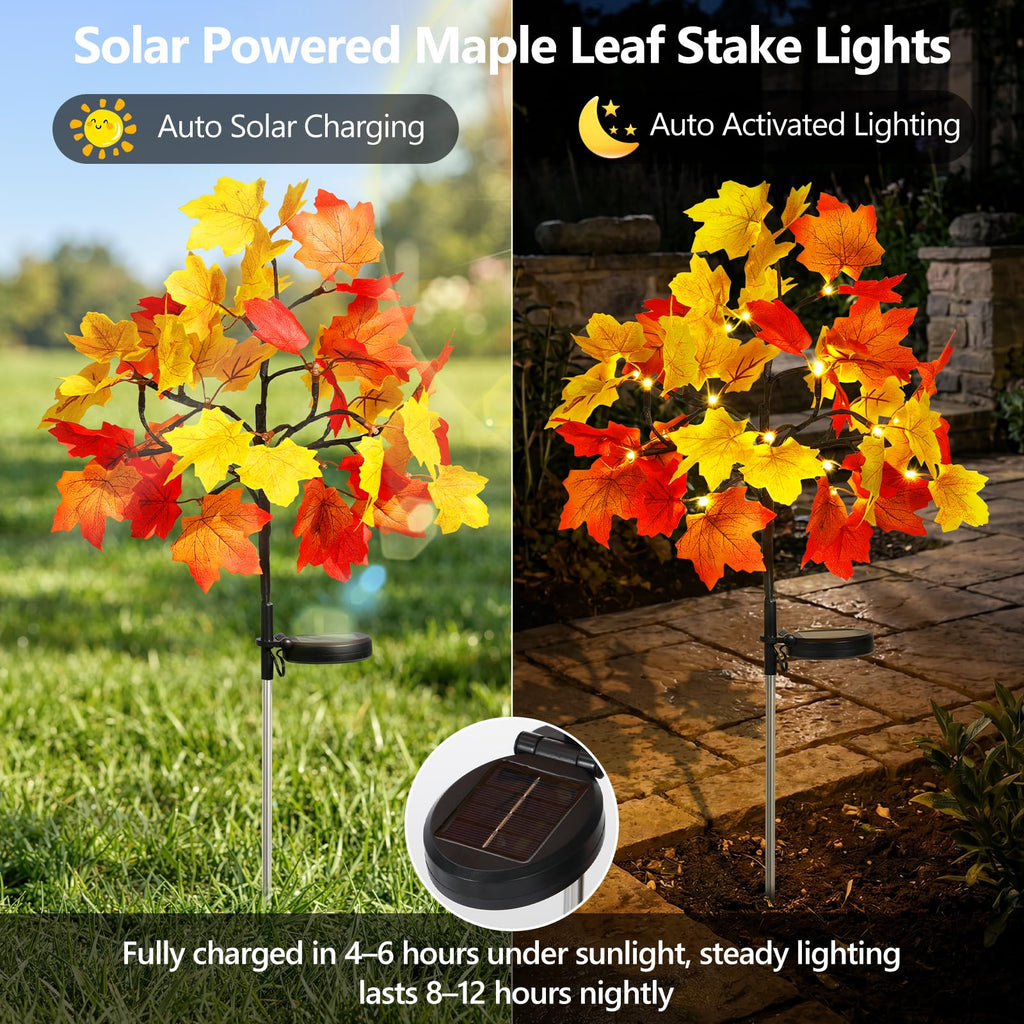 4 Pack Fall Solar Lights Outdoor Decorative