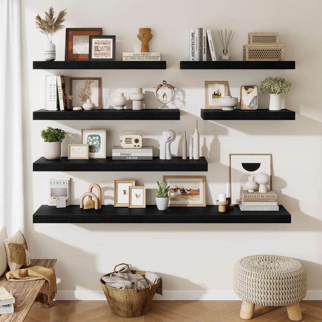 24 Inch Floating Shelves Wall-Mounted, 12 Inch Deep Wall Shelves, 24 x 12 Floating Shelf, Deep Storage Shelf Bathroom