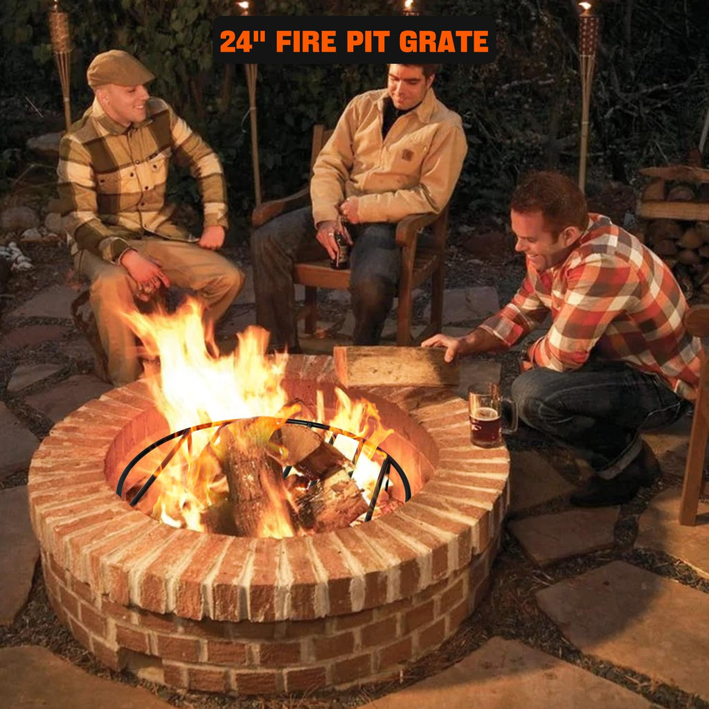 Heavy Duty Fire Pit Grate with High Temp Coating & Removable Legs